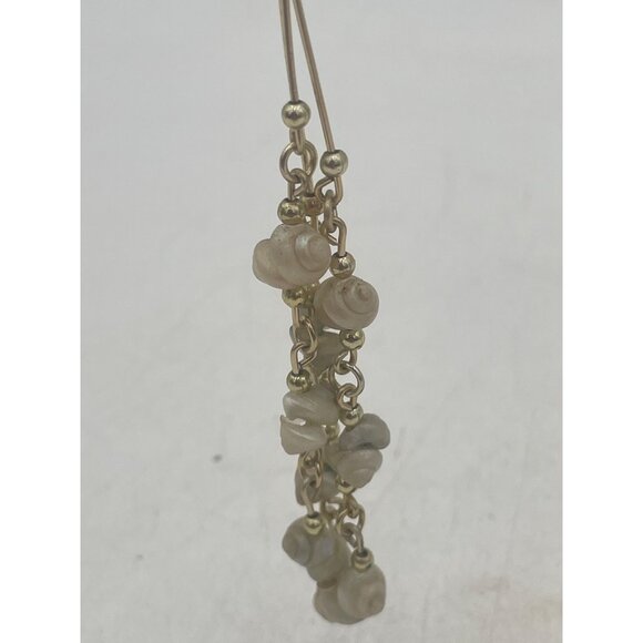 Vintage Gold-Tone Dangle Earrings Beads Shell Accents Boho - Picture 2 of 4